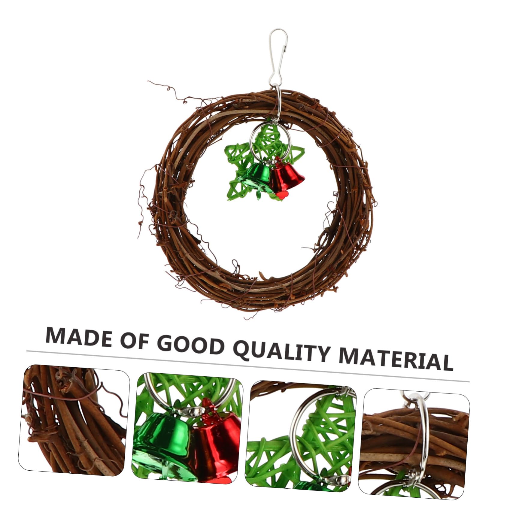 POPETPOP 3pièces Hamac Rotin Naturel pour Perroquets Jouet à Mâcher Suspendu Et Décoration Murale pour Oiseaux Et Fêtes
