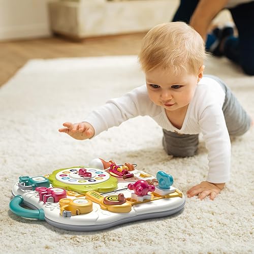 Miniatura 5 de DOLIVE Tablero de actividades Montessori Toys para niños pequeños, tablero sensorial para bebés con interruptores de luz, actividad de aprendizaje