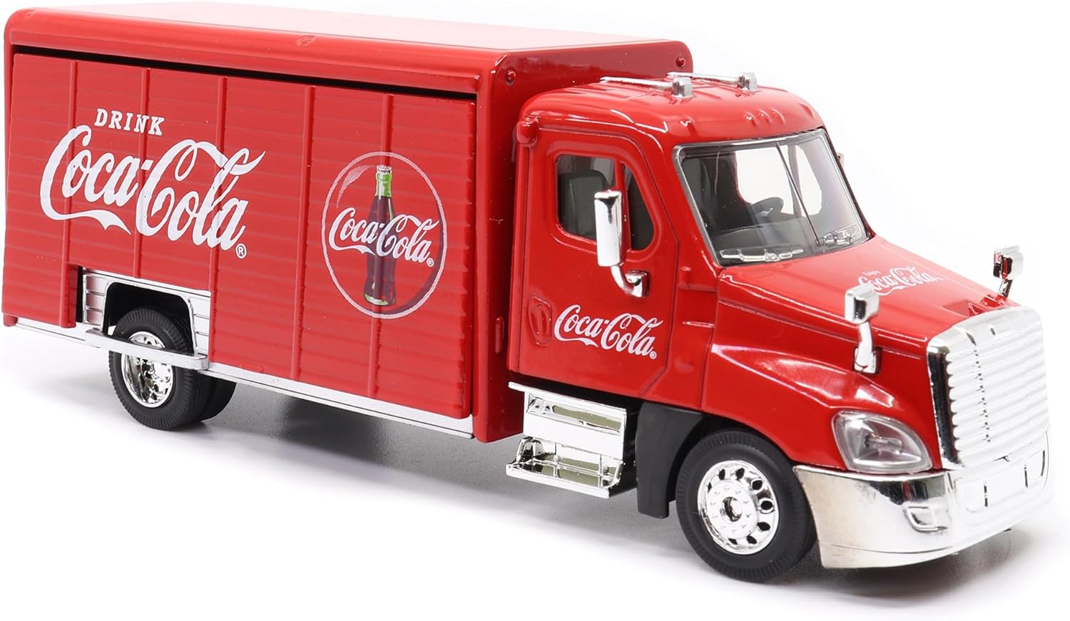 Coca-Cola 1/50 Beverage Delivery Truck with 2 Sliding Doors, Handcart and 2 Bottle Cases