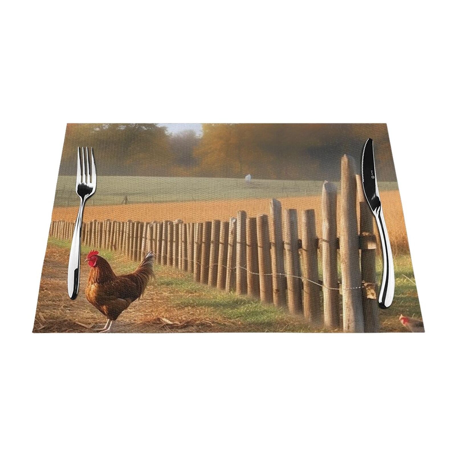 Décoration de table de cuisine lot de 6 sets en vinyle pour repas de campagne chaleureux