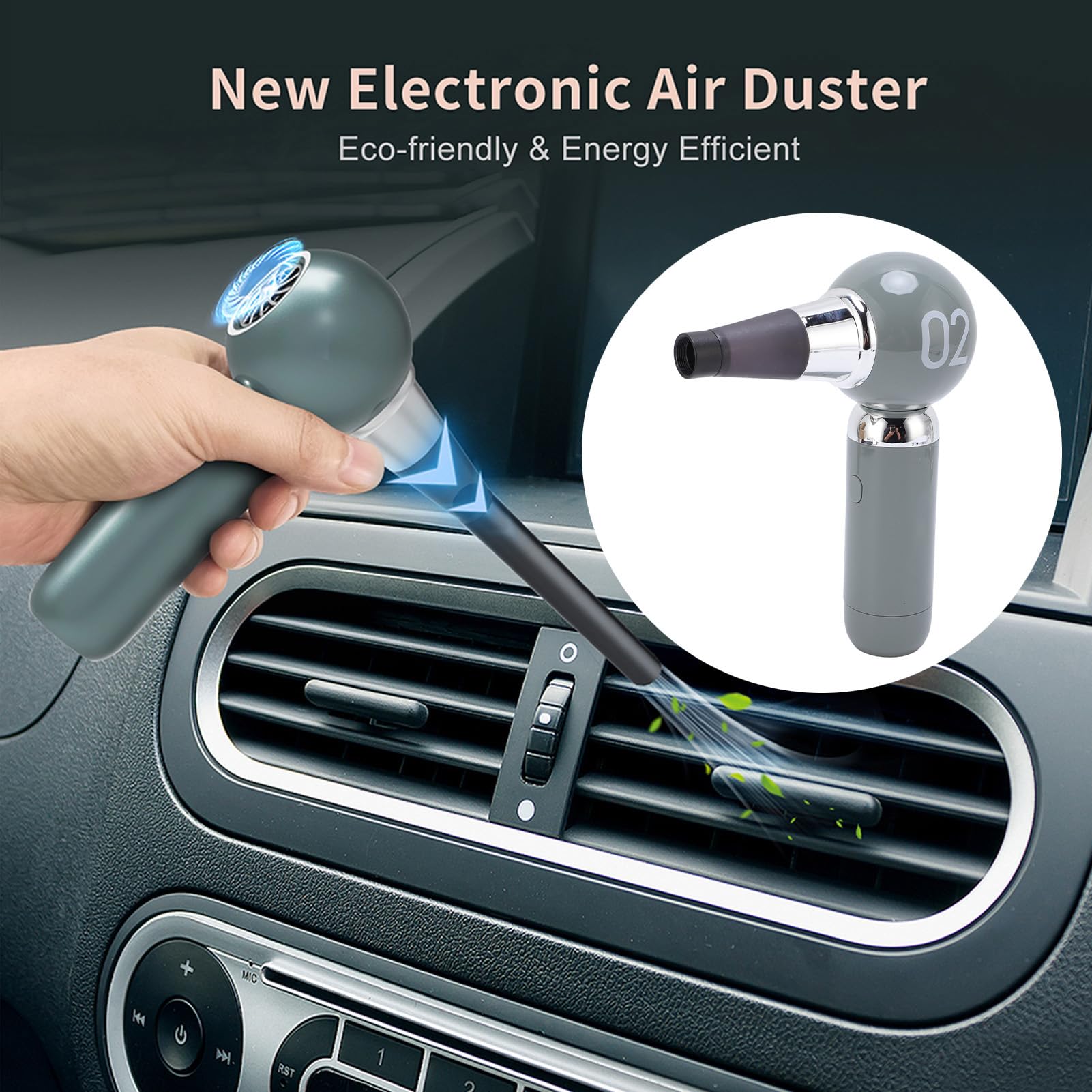 110,000 Rpm de Aire de Aire Eléctrico, Diseño Liviano, 3 Velocidades, con 3 Boquilla, 8000 MAh Recargable, Soplador de Aire Inalámbrico Portátil para Teclado, PC, Automóviles,