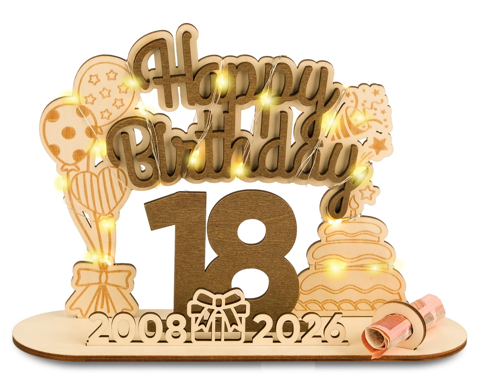 ARTREE Geburtstag Geschenk, Geldgeschenke Geburtstag Holz-Schild Gästebuch, Geldgeschenke Geburtstag Holz, Geburtstag, Holz Schild Gäste, Personalisierbares Geschenk Geburtstag Deko