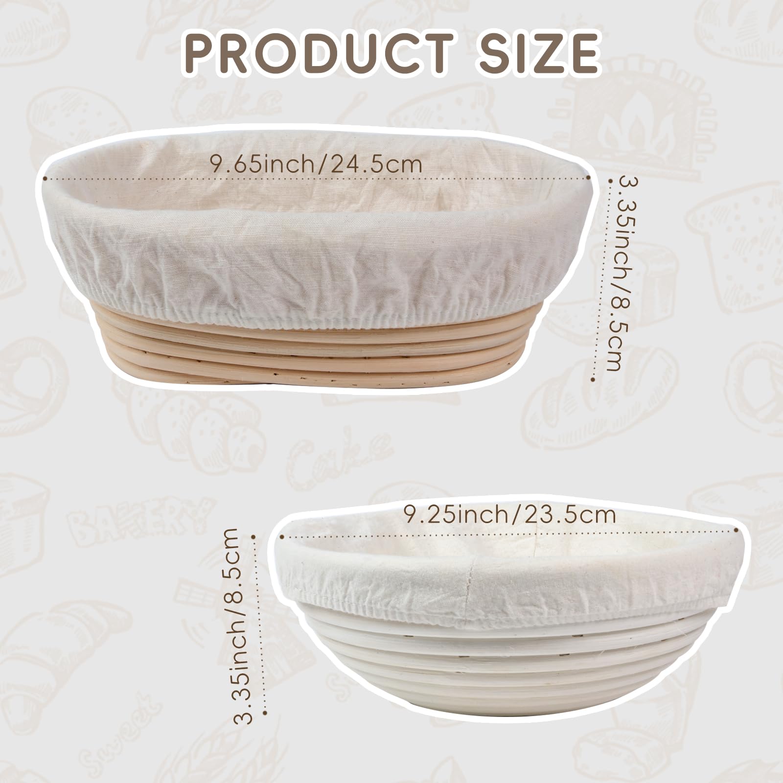 Kit de iniciación de masa madre. Cesta redonda y ovalada de prueba de masa madre, 100 % ratán natural, tarro de masa madre de 600 ml, lamo de pan, batidor de masa, raspadores y cepillo