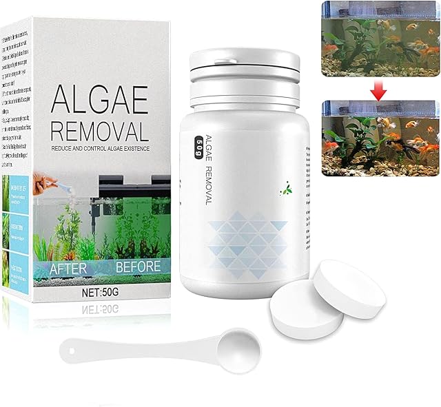 Fish Tank Cleaner, Algae Remover Aquarium, Aquatic Aquarium Algaecide, Fish Tank Moss Remover, Clears Green Water and Algae, Natural, Plant Friendly, Safe for Fish (aa)