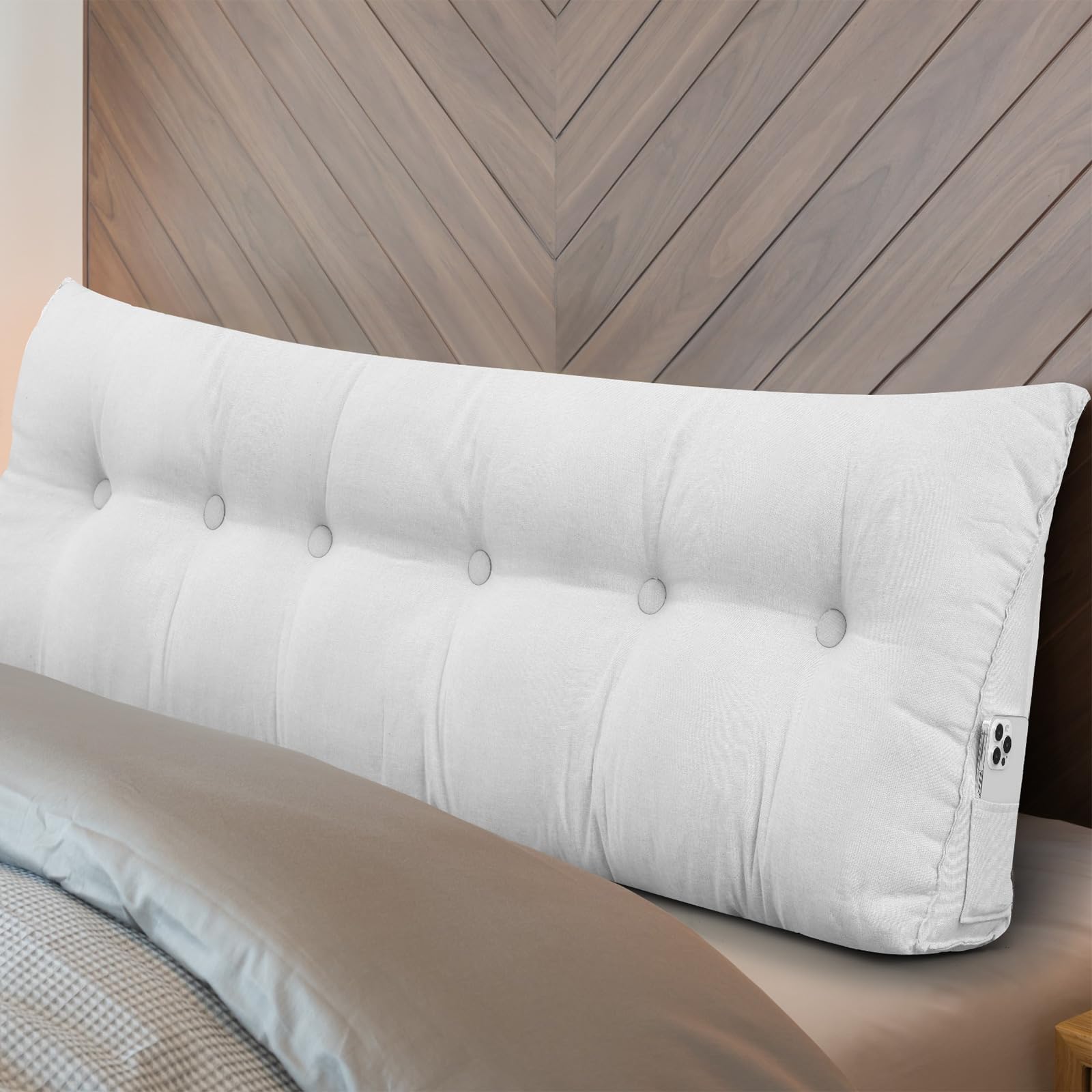 Wenqik Wedge Pillow King Triangular Headboard Bed Reading Backrest Back Support Long Pillow with Removable Cover for Dorm Room Supplies Housewarming