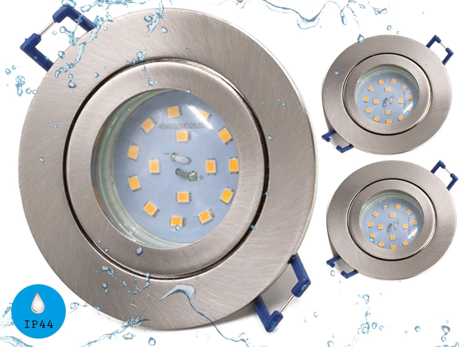 Vislux LED Einbaustrahler 6er Set - 3,5W 330lm 3000K Matt-Chrom