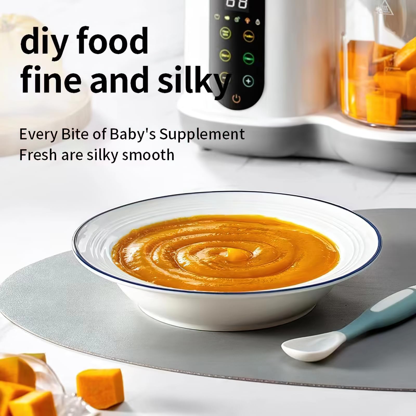 Robot Cuiseur Bebe, Cuiseur Vapeur Mixeur, Grande Capacité 400ML, Petits Pots Bébé Faits Maison, Mixeur Bebe,Nettoyage Automatique, Écran Tactile, pour Mixer et Réchauffer Les Aliments pour Bébés