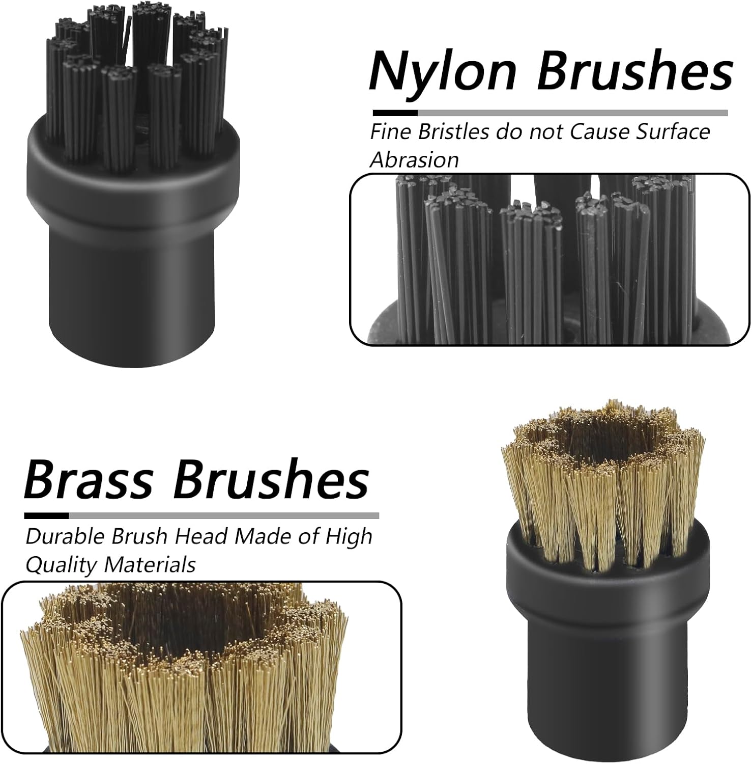 Steam Cleaner Attachments, 10 PCS Steam Cleaner Brush Head, Brass Brush Head Accessories for Karcher SC1 SC2 SC3 SC4 SC5 SC7 CTK10（4 PCS Brass Brushes + 6 PCS Nylon Brushes）