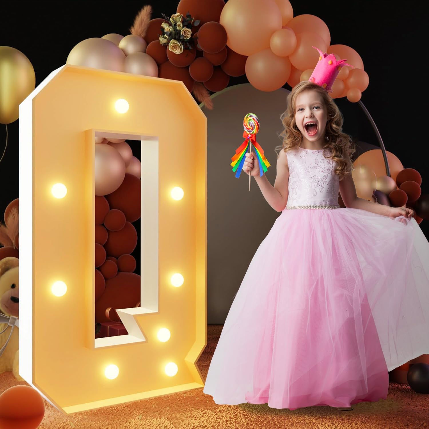 Marquee Light Up Letters LED Warm Light Birthday Party(Letter Q,4FT/120CM)