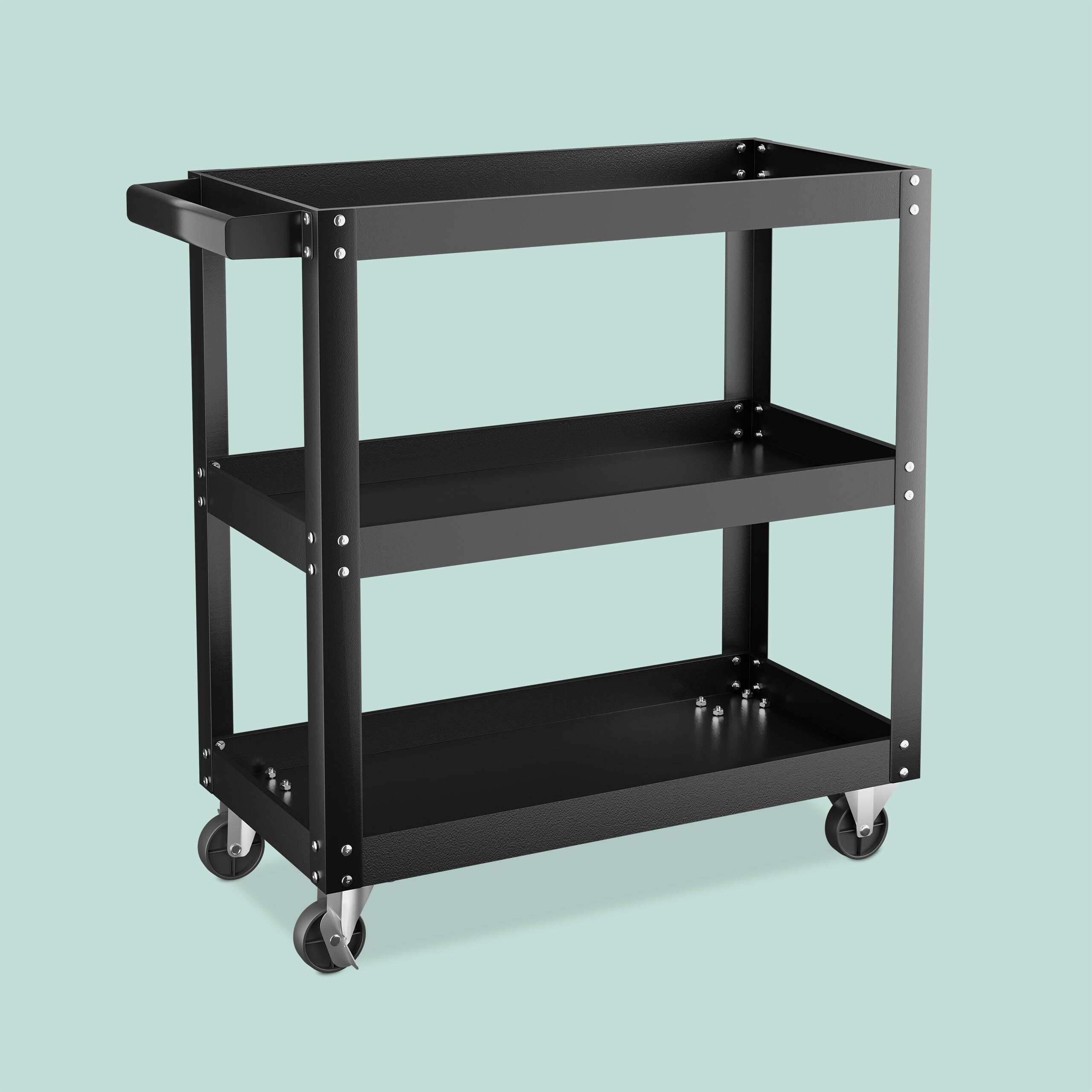 Relaxdays Chariot d'atelier, 3 Niveaux, Charge maximale : env. 100 kg, H x L x P : 76 x 78 x 35 cm, Noir
