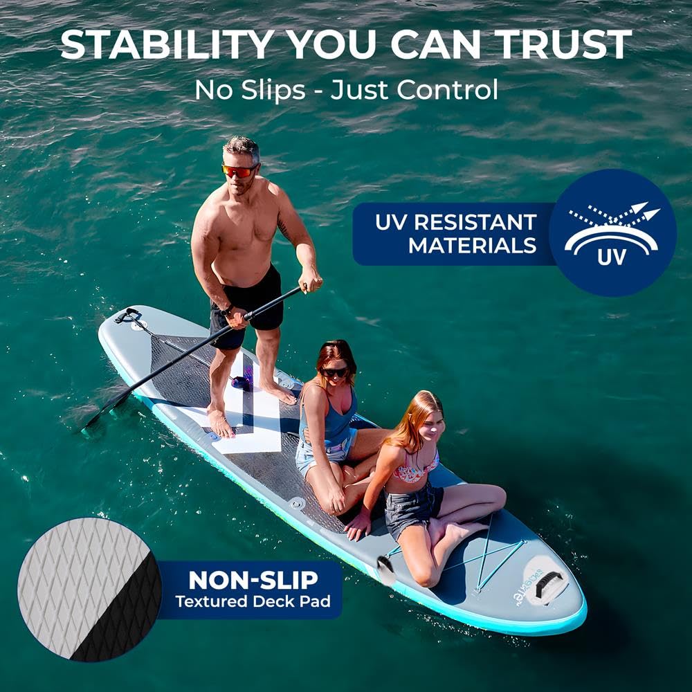 SereneLife SUP Gonfiabile XL, Tavola Sup Extra Larga per Adulti, Stand Up Paddle Board per Bambini e Animali, Deck Antiscivolo, Design Stabile e Leggero, Accessori Premium, Capacità 200 kg