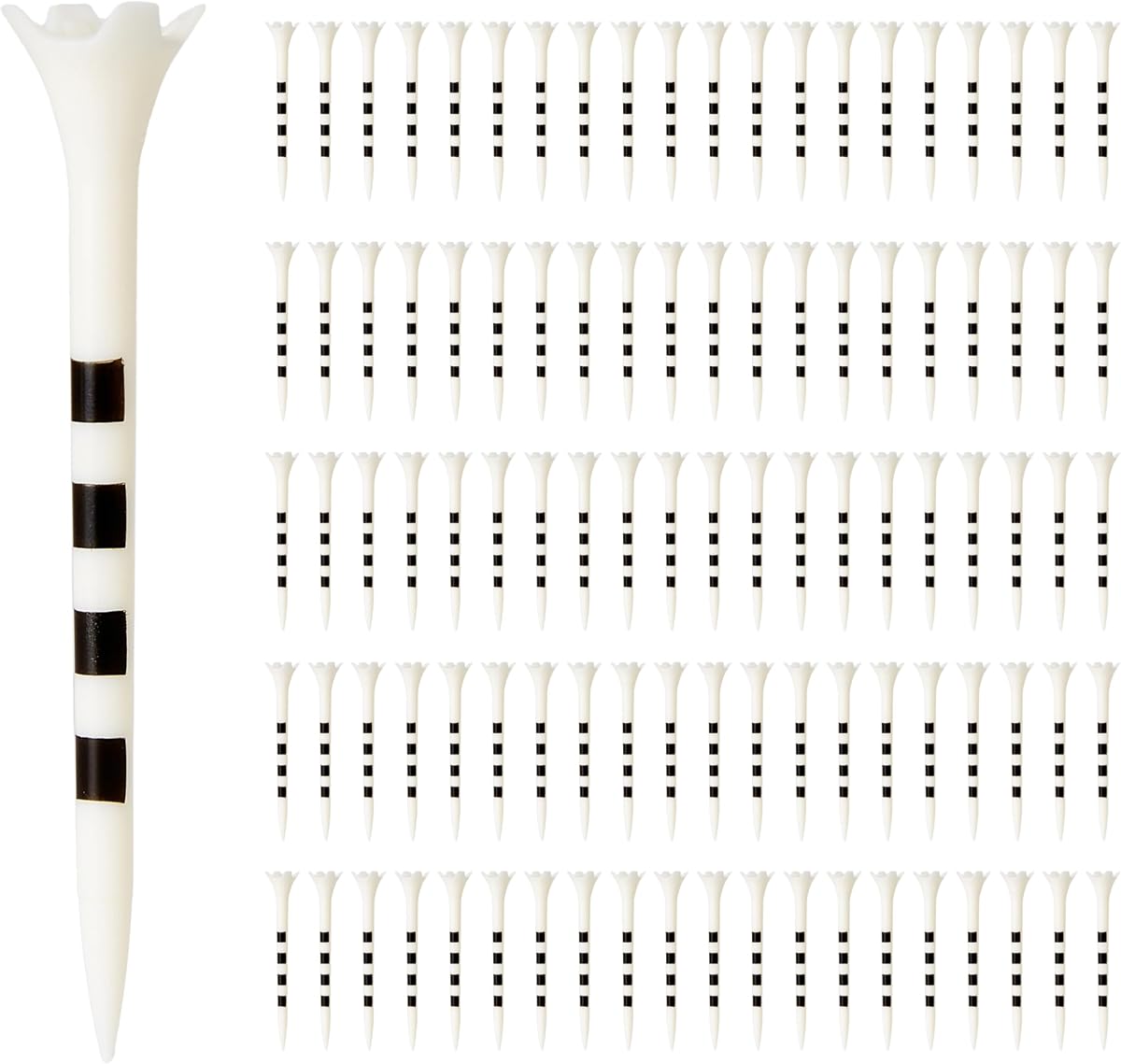 Golf Tees with Height Marker System- Recycled Plastic Tees with 4-Prong Head - Golf Course Accessories - White - 100 Pack