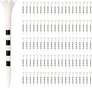Amazon Basics Golf Tees with Height Marker System- Recycled Plastic Tees with 4-Prong Head - Golf Course Accessories - White - 100 Pack