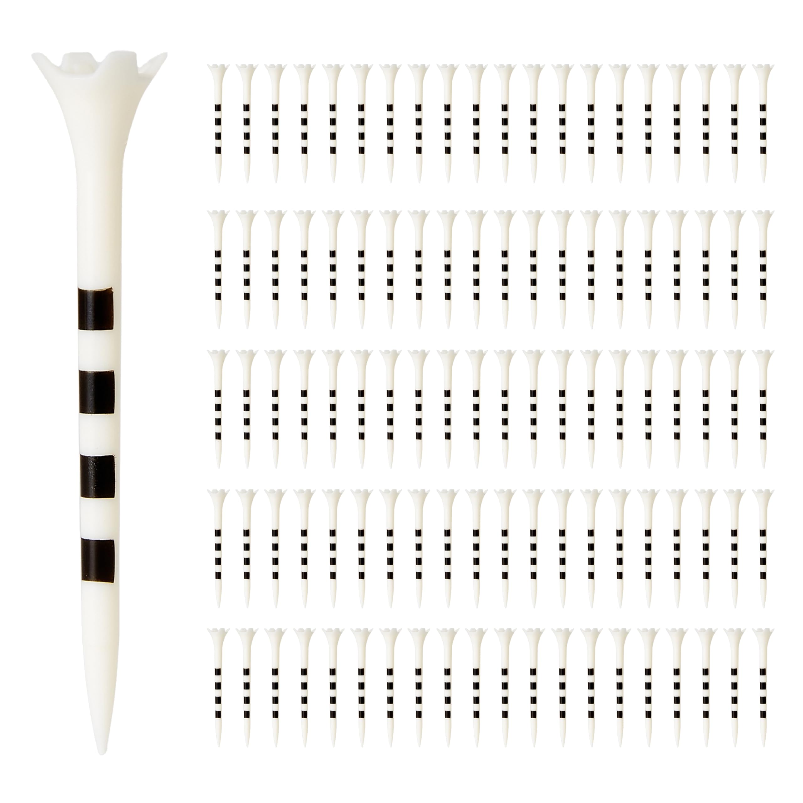 Amazon Basics Tees de Golf avec Système de Marquage de Hauteur - Tees en Plastique Recyclé avec Tête à 4 Pointes - Accessoires de Golf - Blanc - Lot de 100 - 1