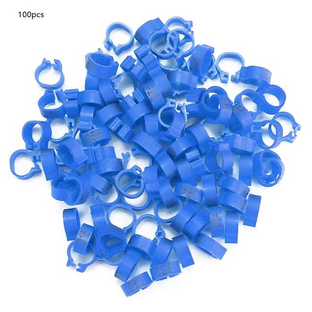 Foto 3 de 8 de Anillos de Identificación para Aves, 100 Piezas, Plástico, 8MM, Bandas Numeradas 001-100, Azul