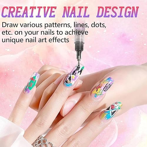 Miniatura 4 de Bolígrafos de arte de uñas de 12 colores, juego de bolígrafos de esmalte de uñas de 0.020 in, juego de bolígrafos pintados de acrílico, herramientas