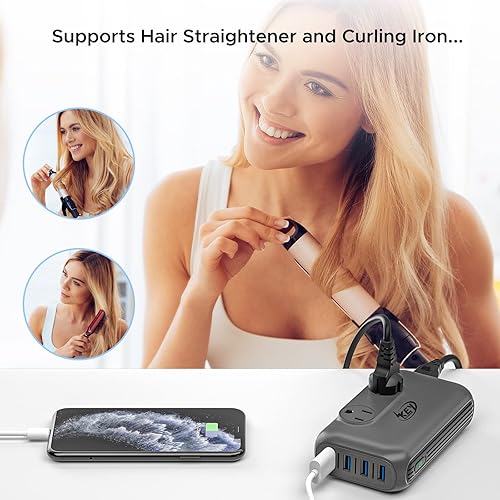 Miniatura 2 de Convertidor de 220 V a 110 V, convertidor de voltaje descendente Key Power de 230 vatios y convertidor de corriente, adaptador de corriente de viaje