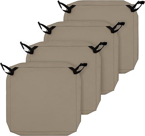Easy-Going Paquete de 4 fundas de cojín impermeables de repuesto para patio y exteriores, 24 x 24 x 4 pulgadas, antideslizantes, con cremallera y