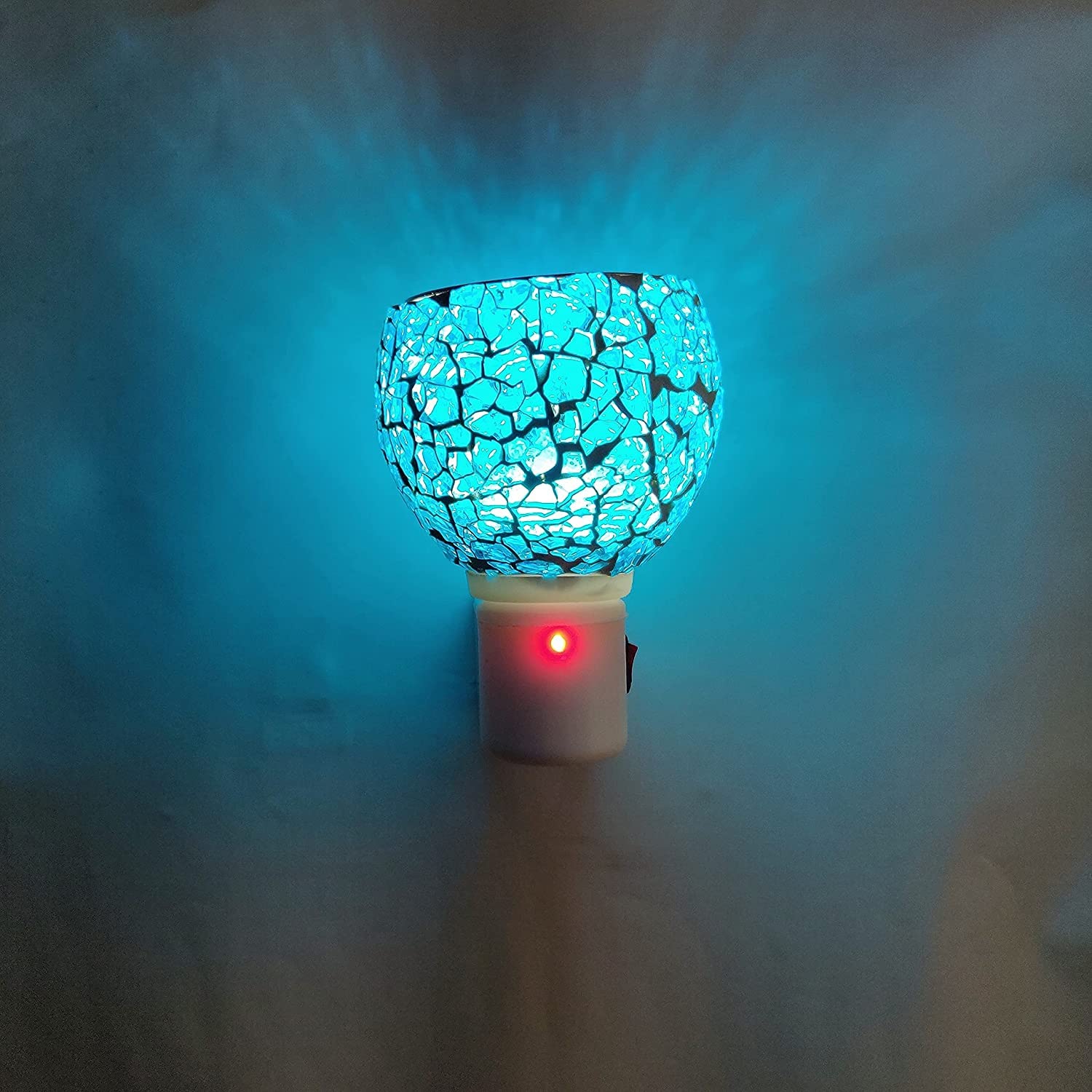 DbellKapur Dani Electrical Camphor Diffuser. Glass Kapoor Dani & Essential Oil Diffuser with On Off Switch to Toggle Between Burner & Lamp (Blue Glass)