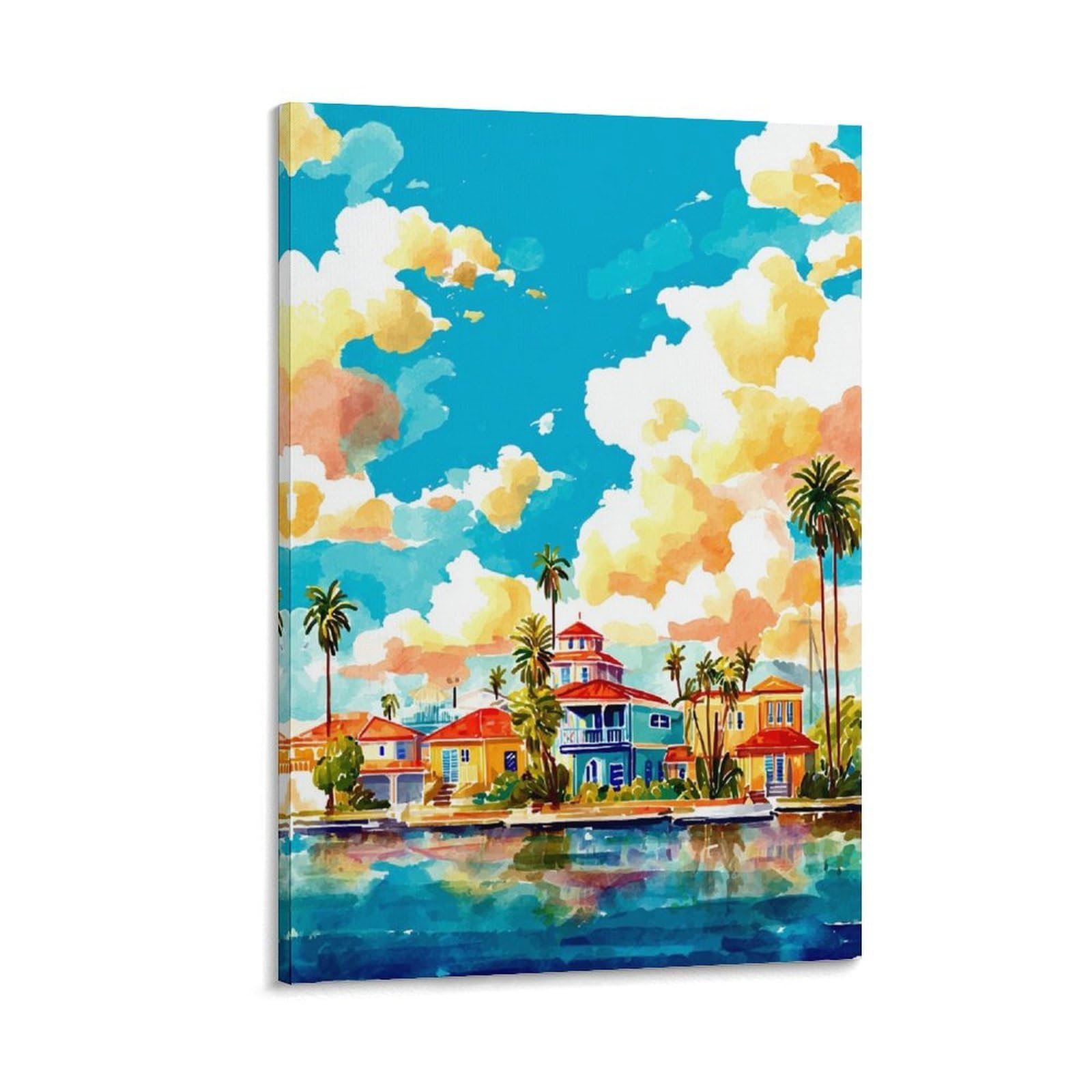 Melbourne Florida Poster 20x30inch(50x75cm) Vintage Watercolor Canvas Art