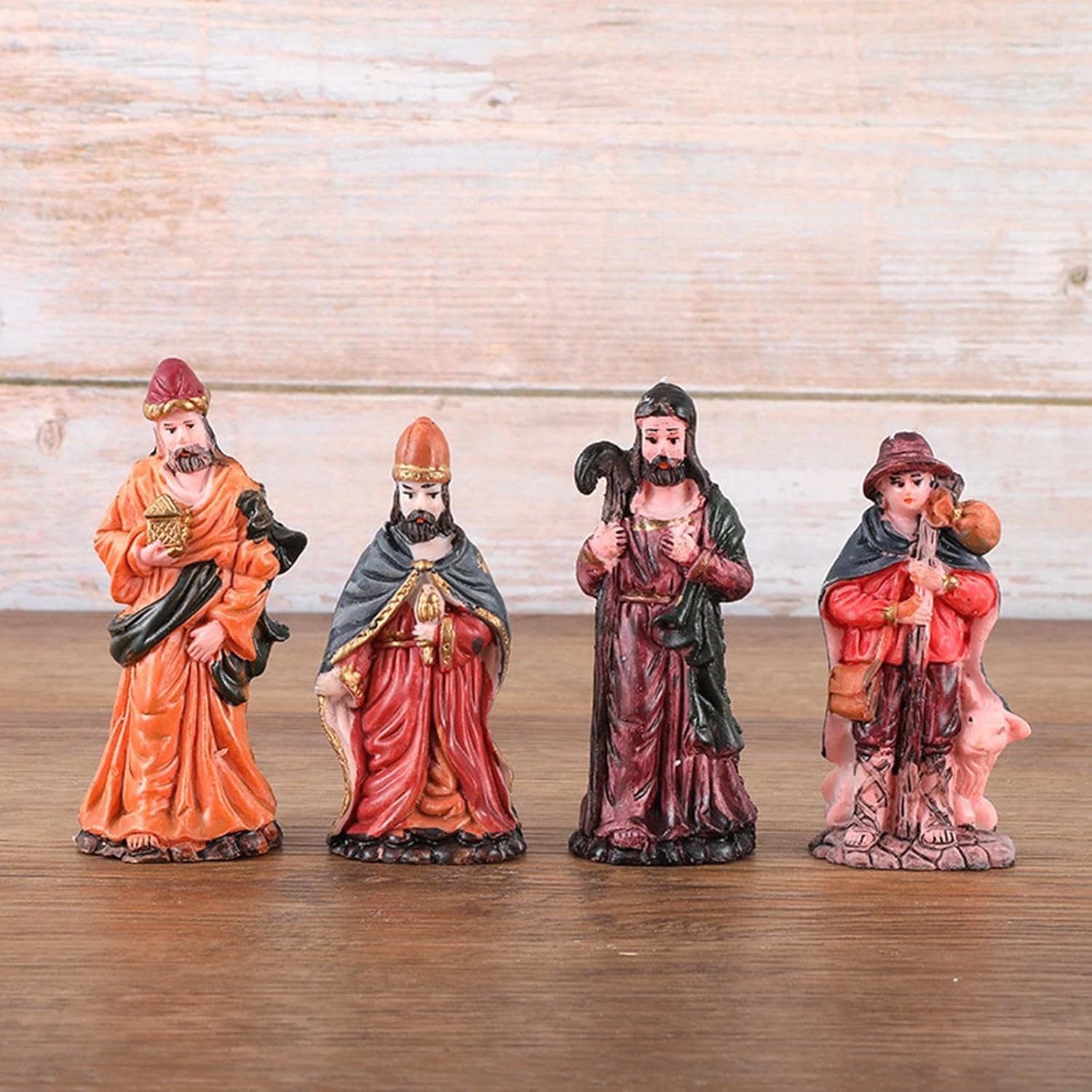 9 Pieces Jesus Figurine Nativity Scene Decor Statue Ornament Sculpture Resin Material Hand Painted Decorative Craft Suitable for Holiday O, Style B