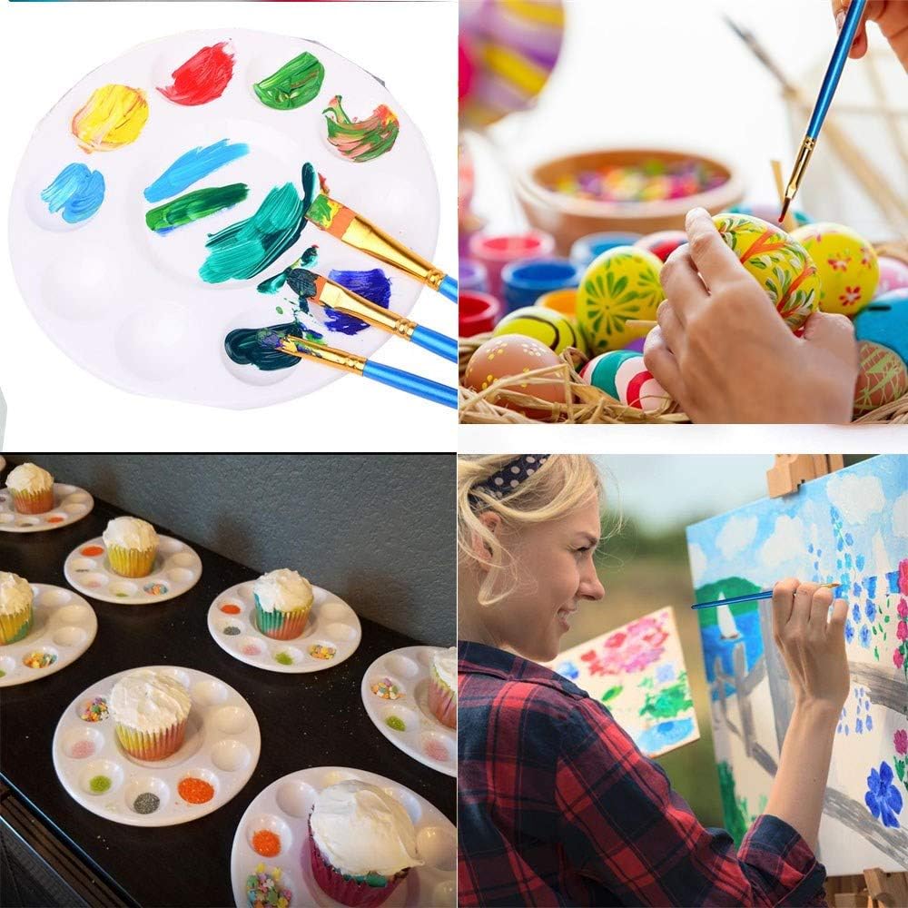 DOMMARE 10 Pcs Paint Brushes Set with 6 Pcs Paint Trays Palettes for Kids, Students Paint Brush Kits for Detail Acrylic Painting & DIY Crafts Oil Watercolor Gouache Paint