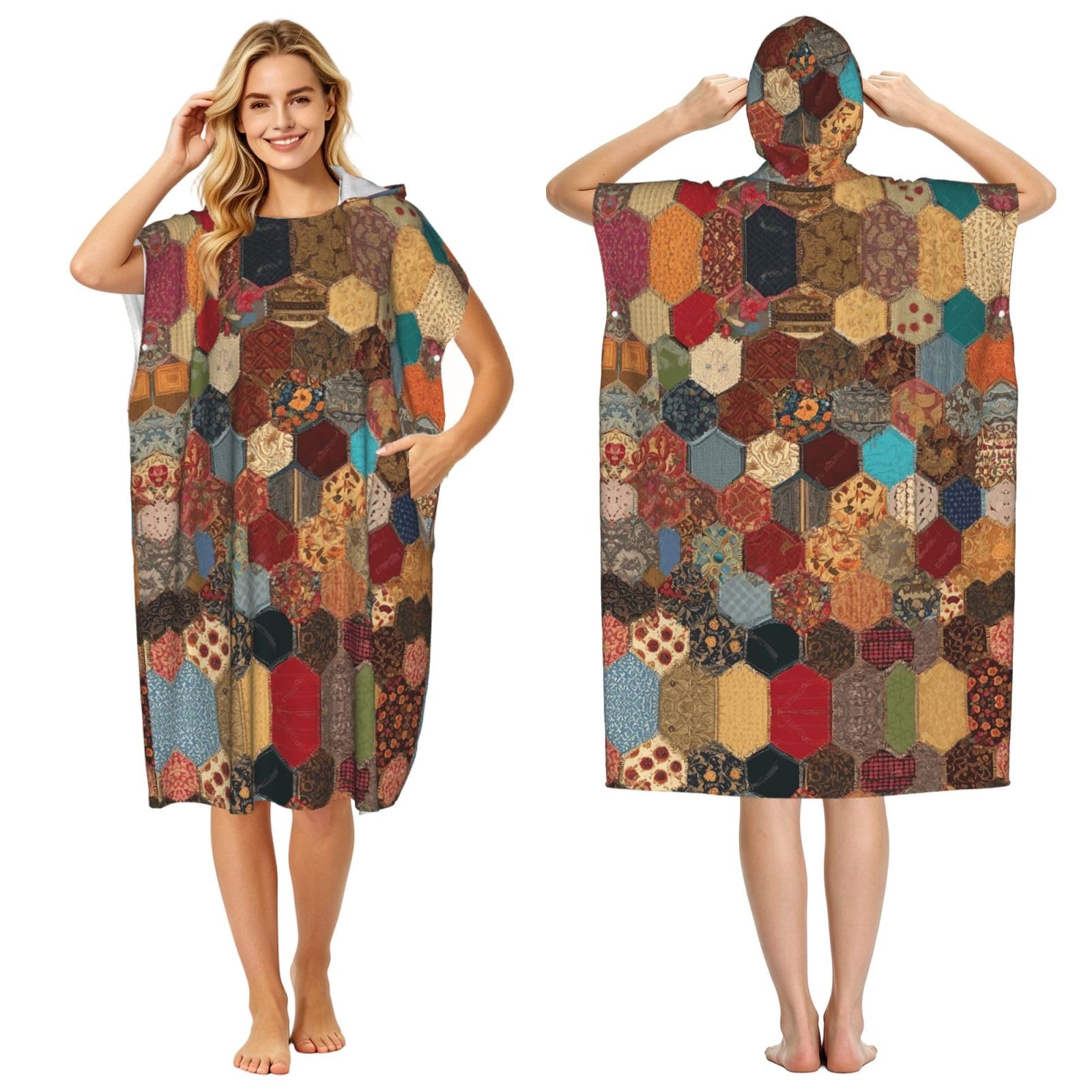 Serviette de bain légère style africain et poncho à capuche microfibre pour le surf