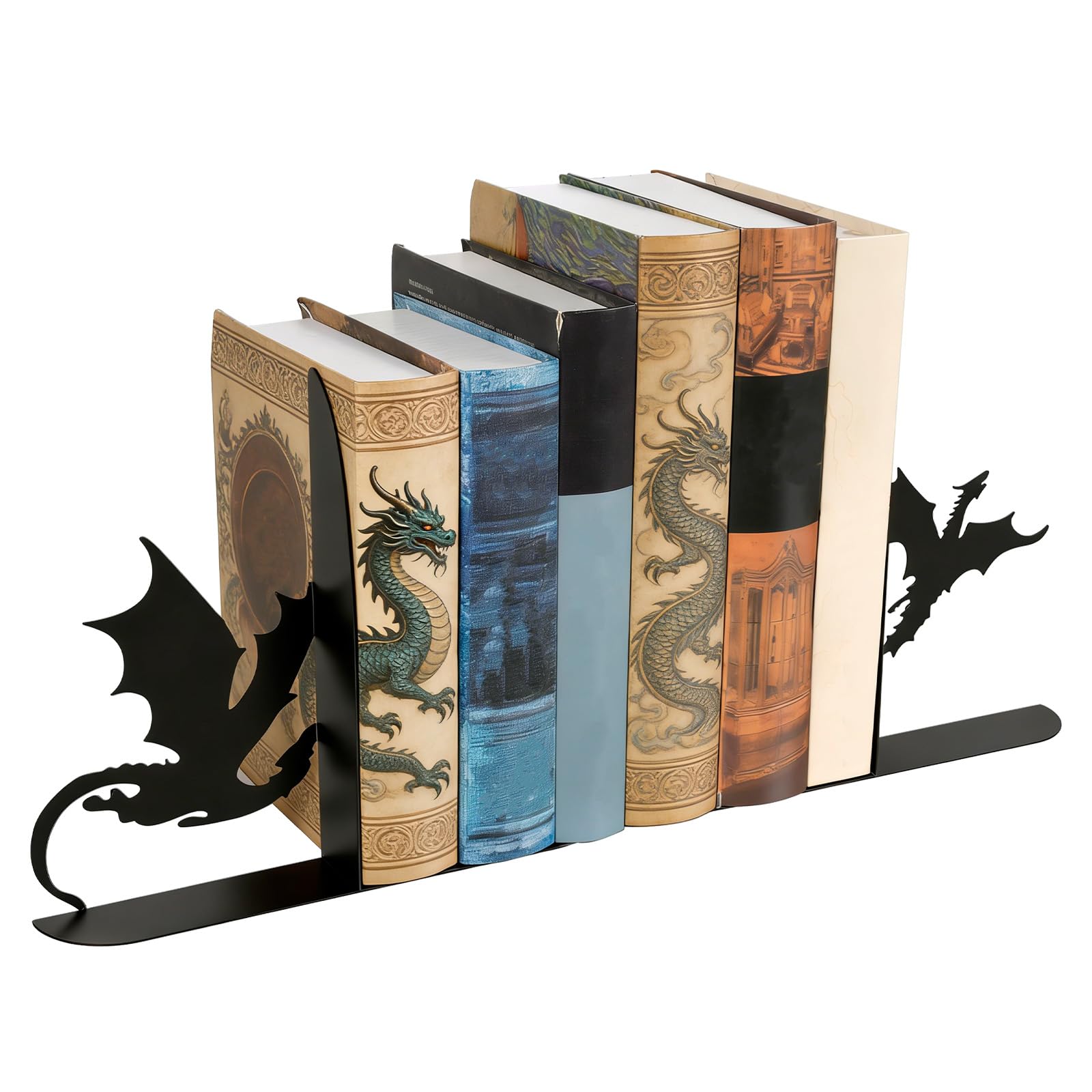 2 Pieces Metal Bookends, 23x20cm Desk Book Holder, Decorative Book Stoppers, Non Slip Bookshelf Decor for Home Office Library Bookshelf Heavy Books(Style 1)