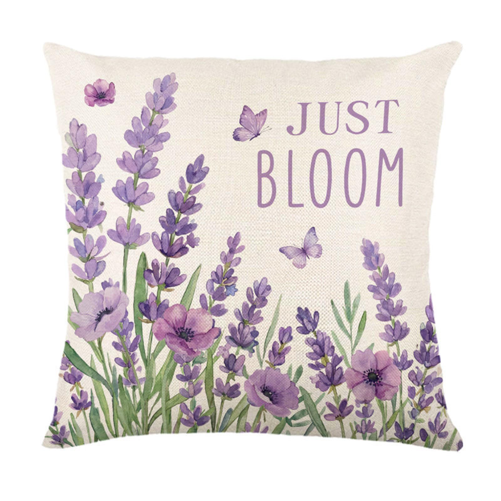 Cushion Covers 40cm x 40cm Butterfly Purple Decorative Pillows Linen Square Sofa Bed Cushions with Invisible Zipper Throw Pillow for Living Room Outdoor Pillowcases