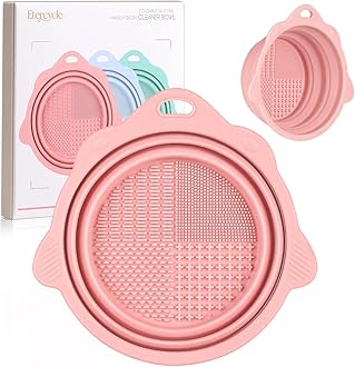 Etercycle Foldable Silicone Makeup Brush Cleaner Bowl - Portable Cleaning Tool for Brushes, Powder Puffs, and Sponges (Pink)