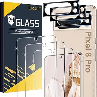 [3+3 Pack] Glass Screen Protector for Google Pixel 8 Pro 5G, 9H Tempered Glass, Ultrasonic Fingerprint Unlock,HD Clear Case Friendly for Google Pixel 8 Pro Tempered Glass Screen Protector