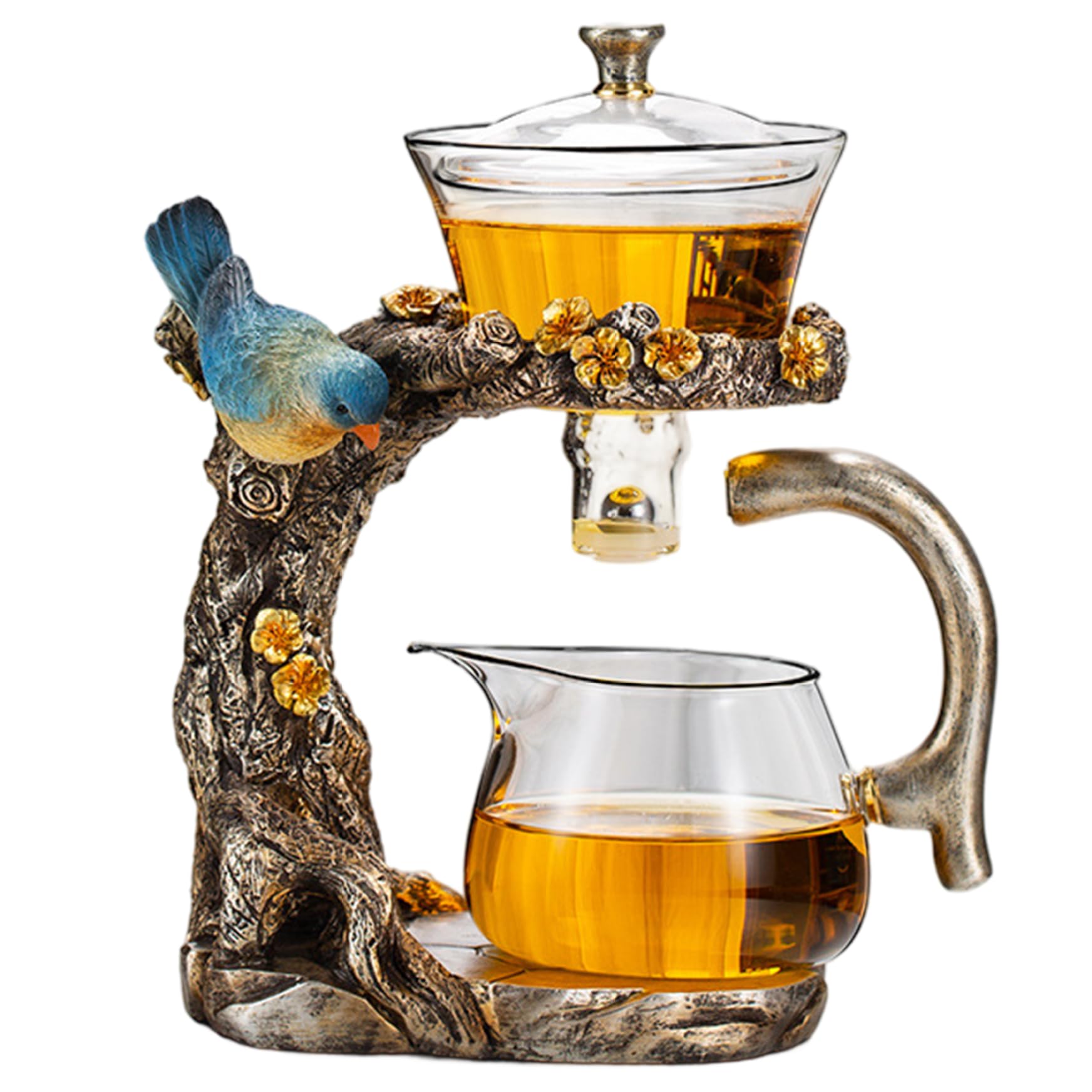Juego de té semiautomático tetera magnética de vidrio de borosilicato de alta calidad con infusor juego de té Kung Fu para el hogar la oficina regalos de viaje tetera magnética.