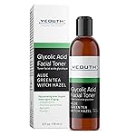 YEOUTH Glycolic Acid Toner for Face 8% with Witch Hazel, Hydrating Face Toner for Women and Men, Gentle AHA Exfoliant for Smoother-Looking Skin 6oz