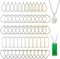 60Pcs Alloy Open Bezels for Resin Jewelry Making - Gold & Silver Geometric Hollow Frames for Pendants, Bracelets, DIY Crafts
