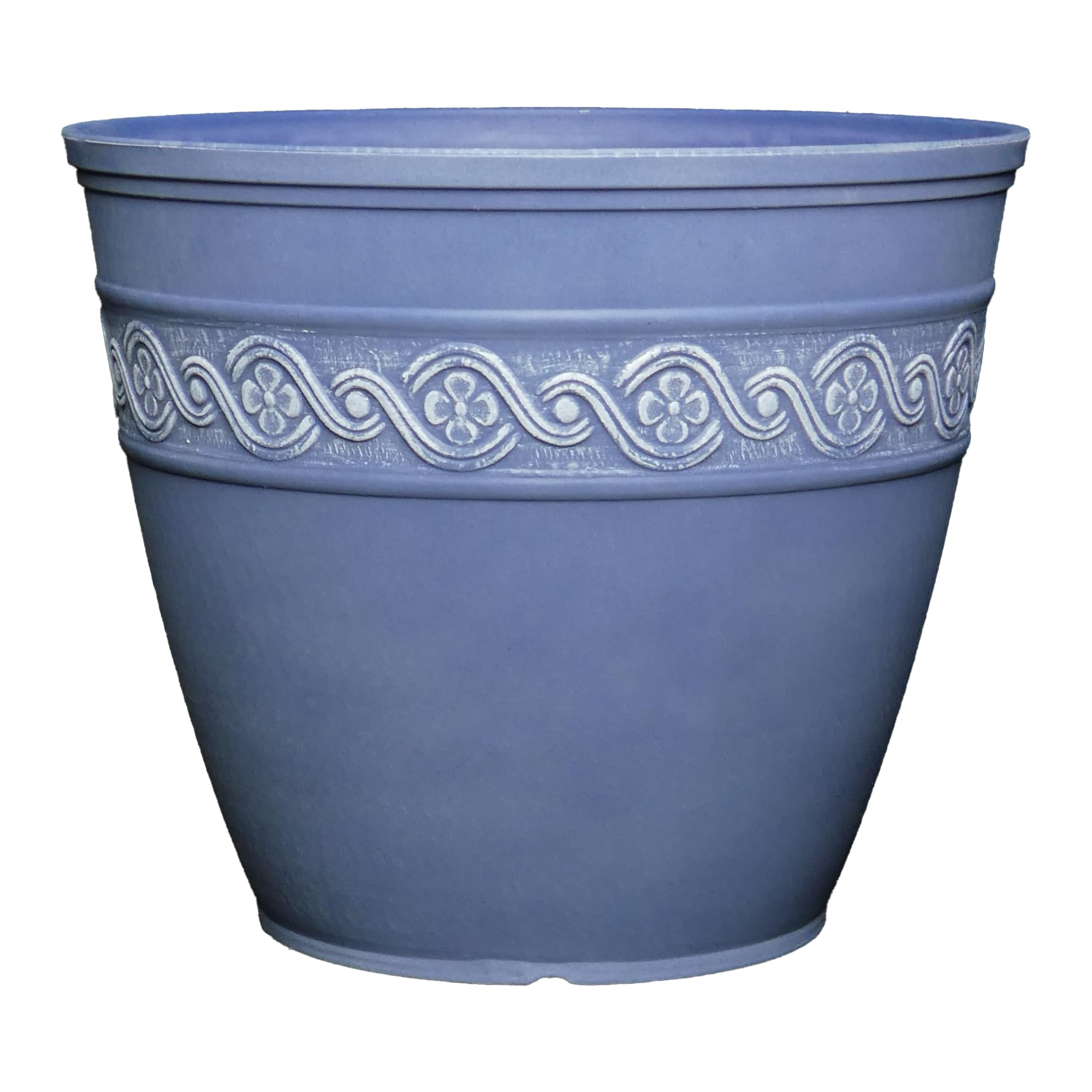 Classic Home and Garden Corinthian Resin Flower Pot Planter, Slate Blue, 13"