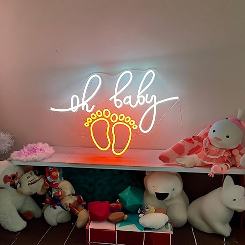 Miniatura 7 de Letrero de neón Oh Baby para decoración de pared, con interruptor regulable, letrero de luz de neón reutilizable para decoraciones de baby shower,