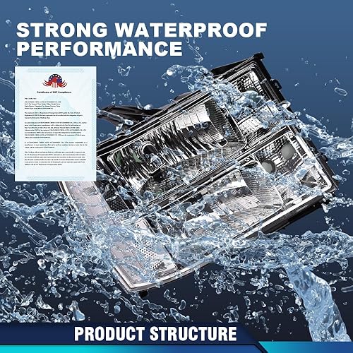 Vista 41 de PIT66 Conjunto de faros delanteros compatible con GMC Sierra 1500 2500HD 3500HD 3500HD 2007-2013, faros halógenos laterales del conductor