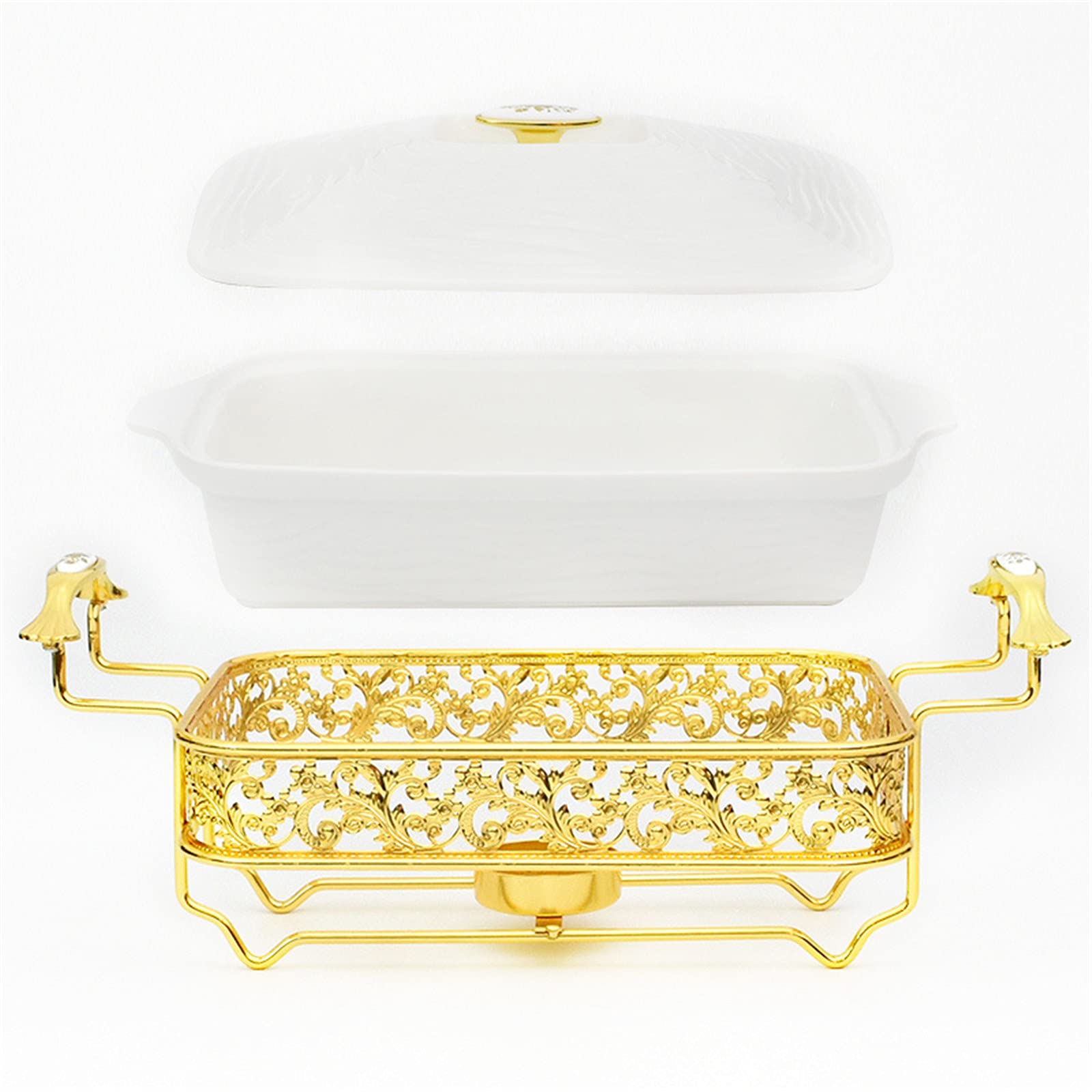 Zestaw ceramicznych naczyń, bufetowych, prostokątny podgrzewacz bufetowy z pokrywką na bufet, wesela, imprezy, bankiety, imprezy gastronomiczne, zupa, suchy garnek zastawa, 1,5 l
