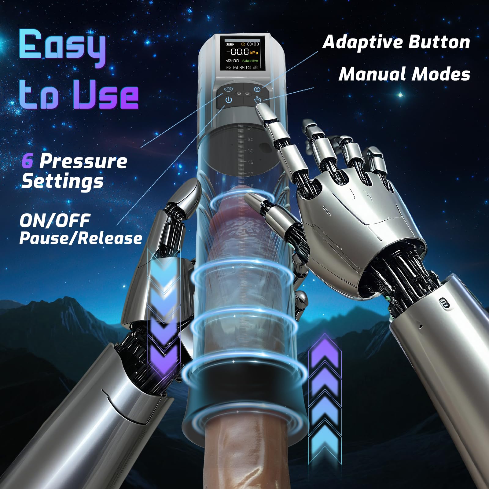 HIVEFUN Pompe à Pénis Sex Toys Homme Masturbateurs Masculins, Pompe Penis Masturbateur Automatique avec Mode Adaptive 6 modes de succion, Affichage LCD Masturbeuse Masculin Agrandir son Pénis