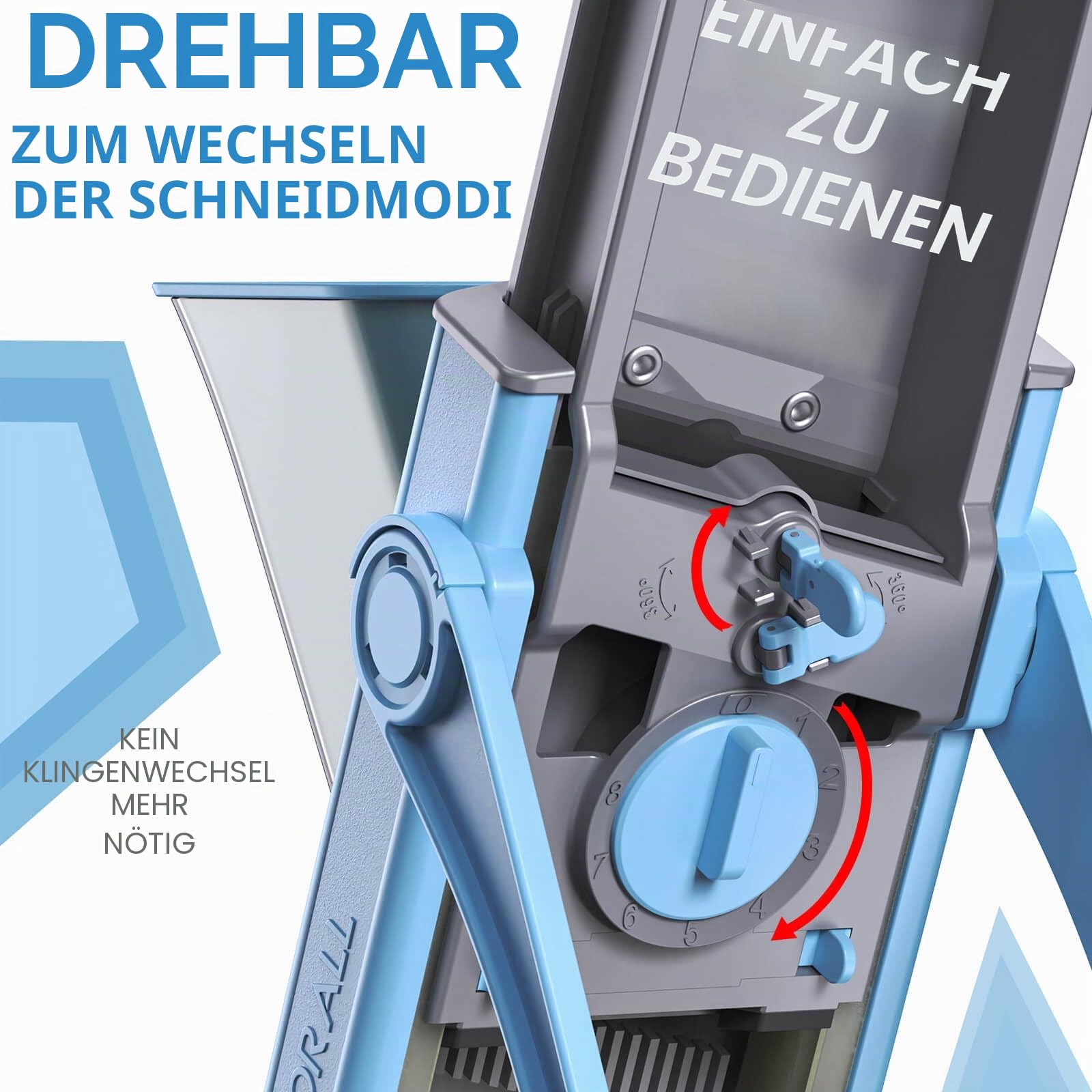 ONCE FOR ALL Gemüseschneider mit Auffangbecken (Blau) | Gemüsehobel ideal als Pommesschneider&Kartoffelschneider,Zwiebelschneider Gurkenhobel - Würfelschneider, Julienner,Geschenk