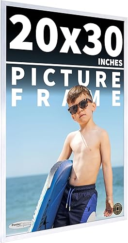 Miniatura 219 de Marco de 28 x 36 pulgadas de madera de peltre plateado con plexiglás acrílico UV, parte trasera de tablero de espuma y accesorios incluidos