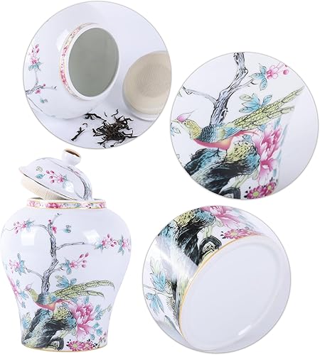 Miniatura 3 de Tarro de jengibre chino con tapa, estilo antiguo, decoración del hogar, retro, flores de porcelana azul y blanca, jarrón cubierto de cerámica,