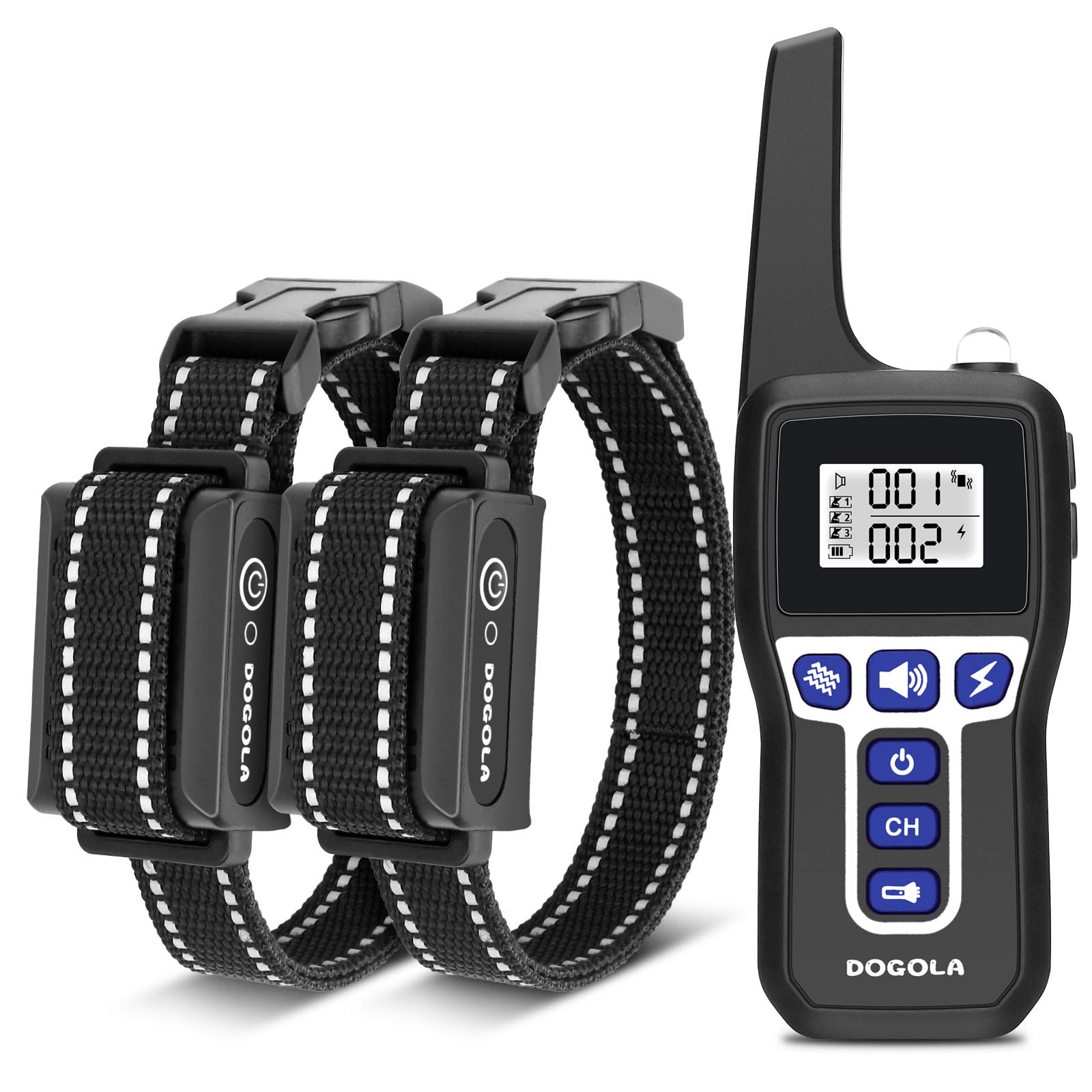 DOGOLA Dog Training Collar - 2 Receiver Rechargeable Collar for Dogs with Remote, w/3 Safe Training 