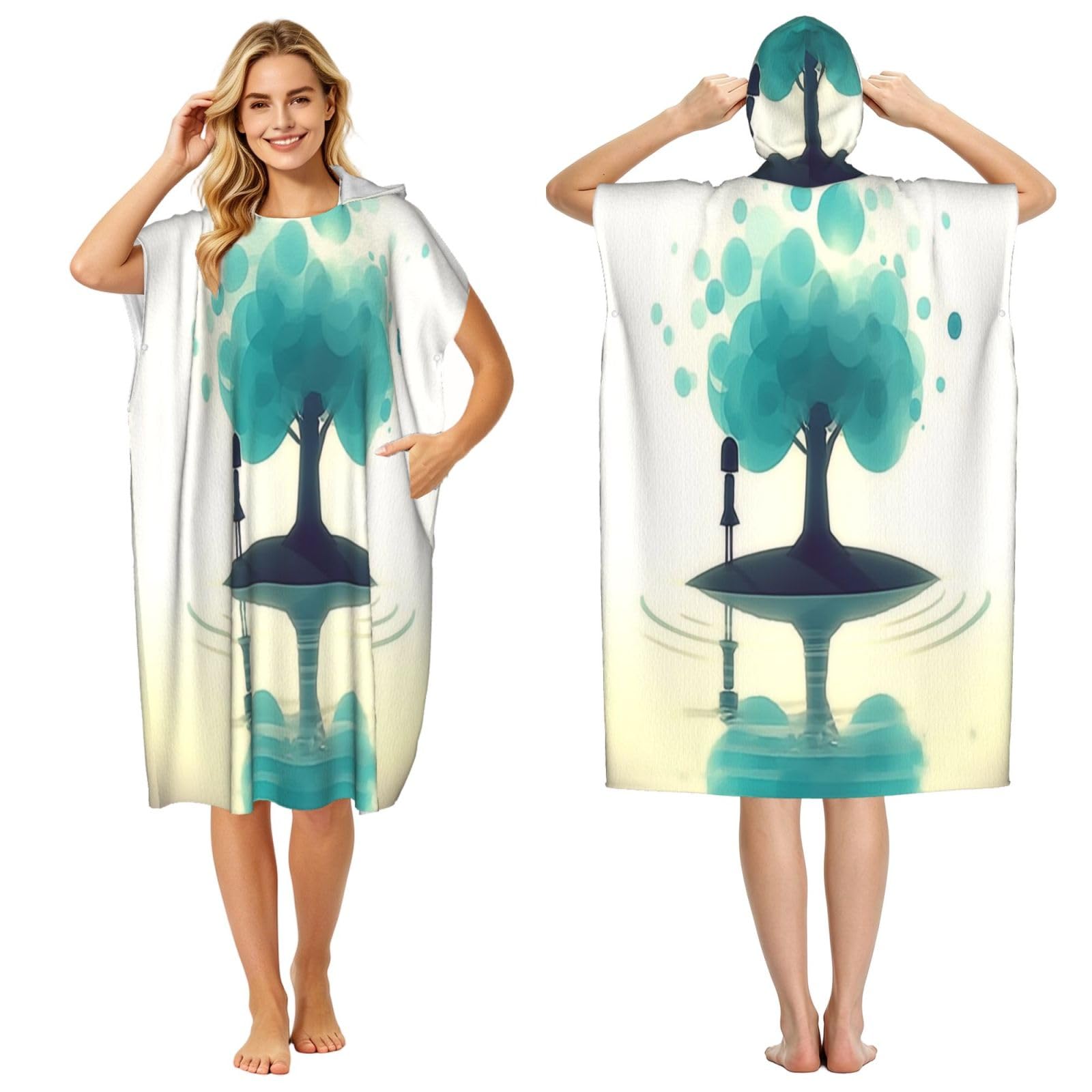 DTHKJNLSF The Little Girl By The River. Adult Hooded Beach Poncho Towel