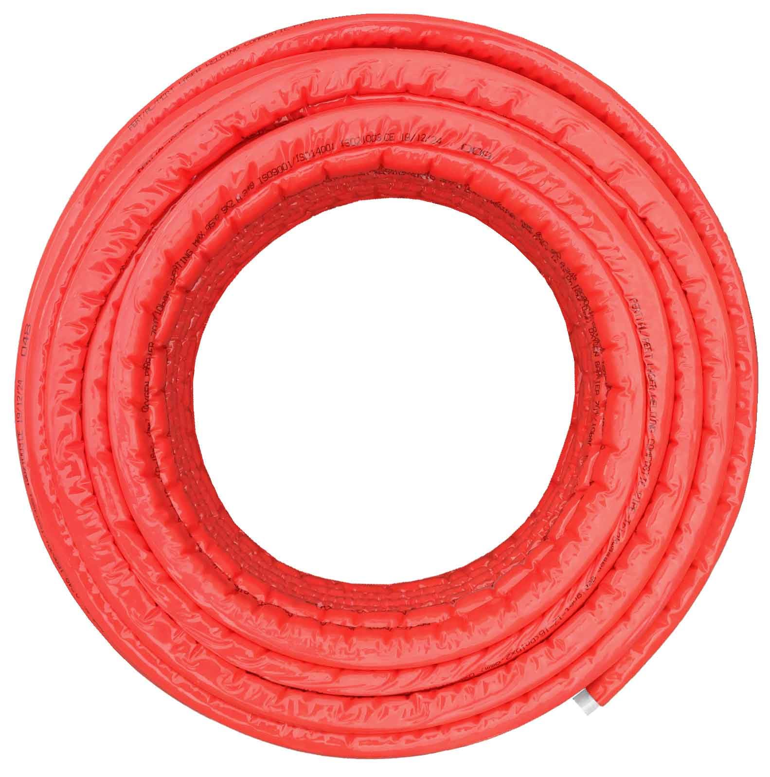 MegaHaustechnik 10 Meter Mehrschichtverbundrohr 32x3 (AußenØ x Wandstärke in mm) Profi-Qualität Laser geschweisst, rot isoliert, Trinkwasser geeignet, Heizung, Warmwasserleitung, Heizkörper