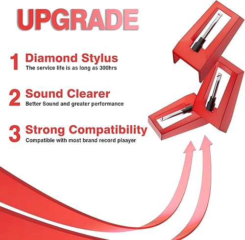 Miniatura 9 de DIGITNOW Agujas para tocadiscos, paquete de 4 agujas para fonógrafo Technics, aguja de repuesto para reproductor de vinilo LP, más marcas