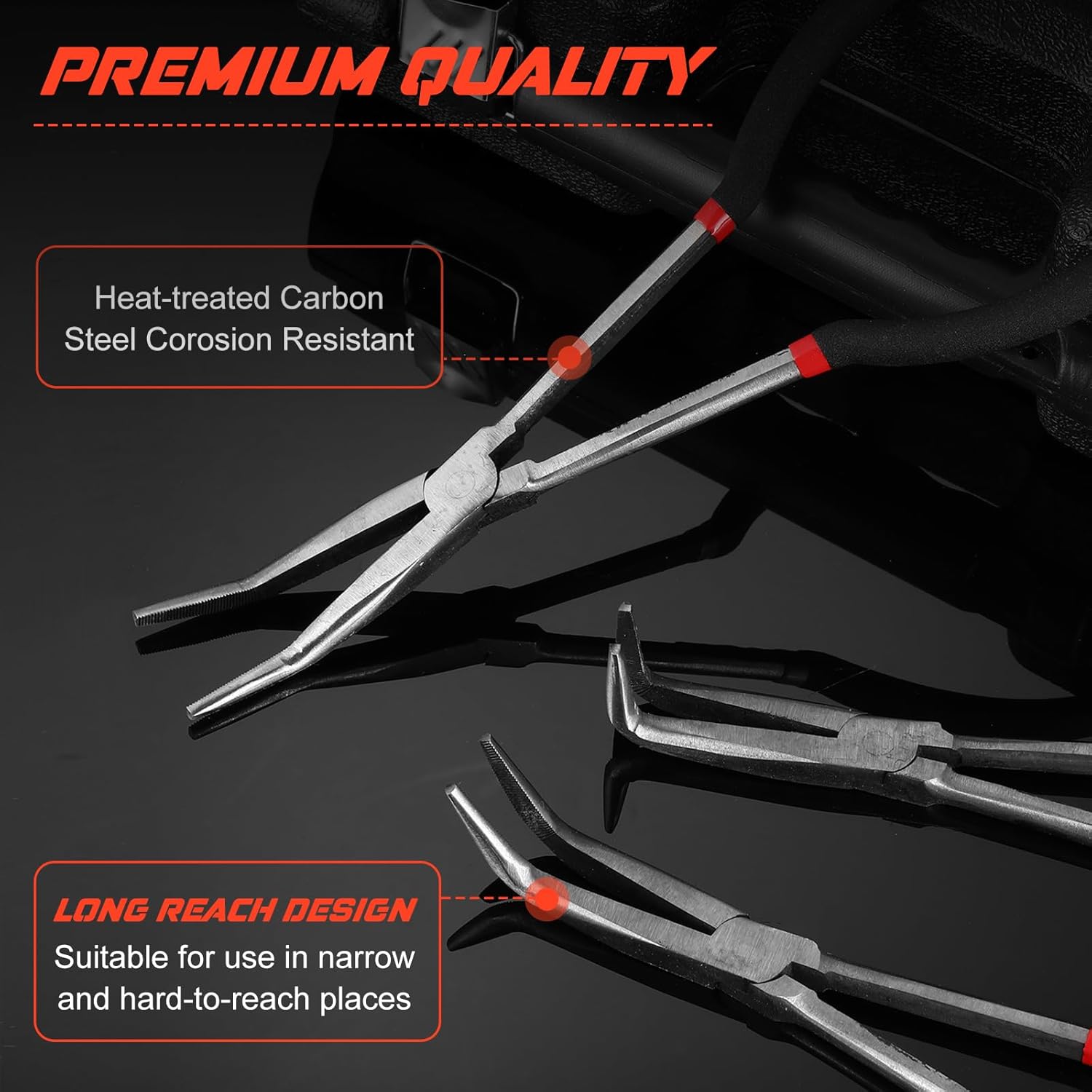 3 Pcs 11 Inch Needle Nose Pliers Set 25° 45° 90° Bent Nose Pliers for Commodity Production, Hardware Bending and Electronic Assembly