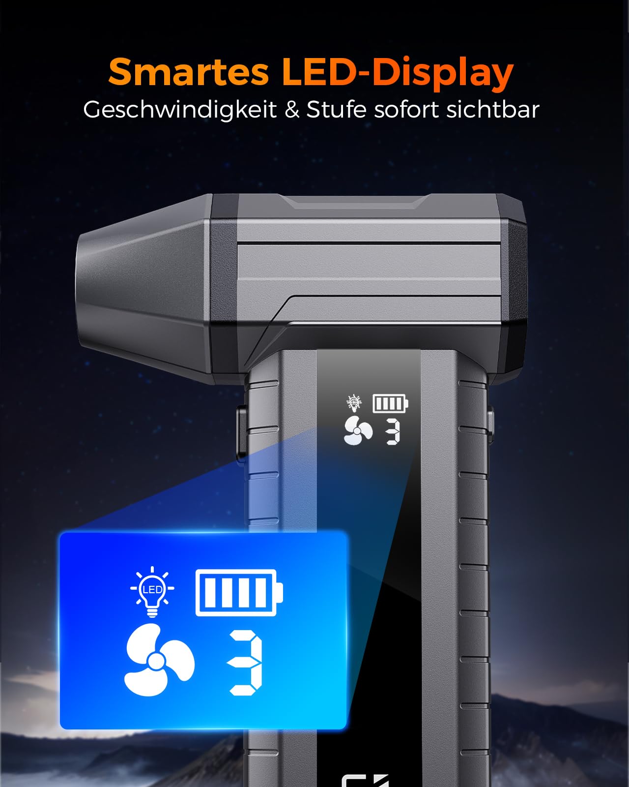 Druckluftspray Alternative, Elektrischer Air Duster mit 200.000 U/min Turbo Gebläse, 10500 mAh Akku Gebläse für PC Reinigung & Tastatur Reinigungsset, LED-Licht, Smart-Display, USB-C