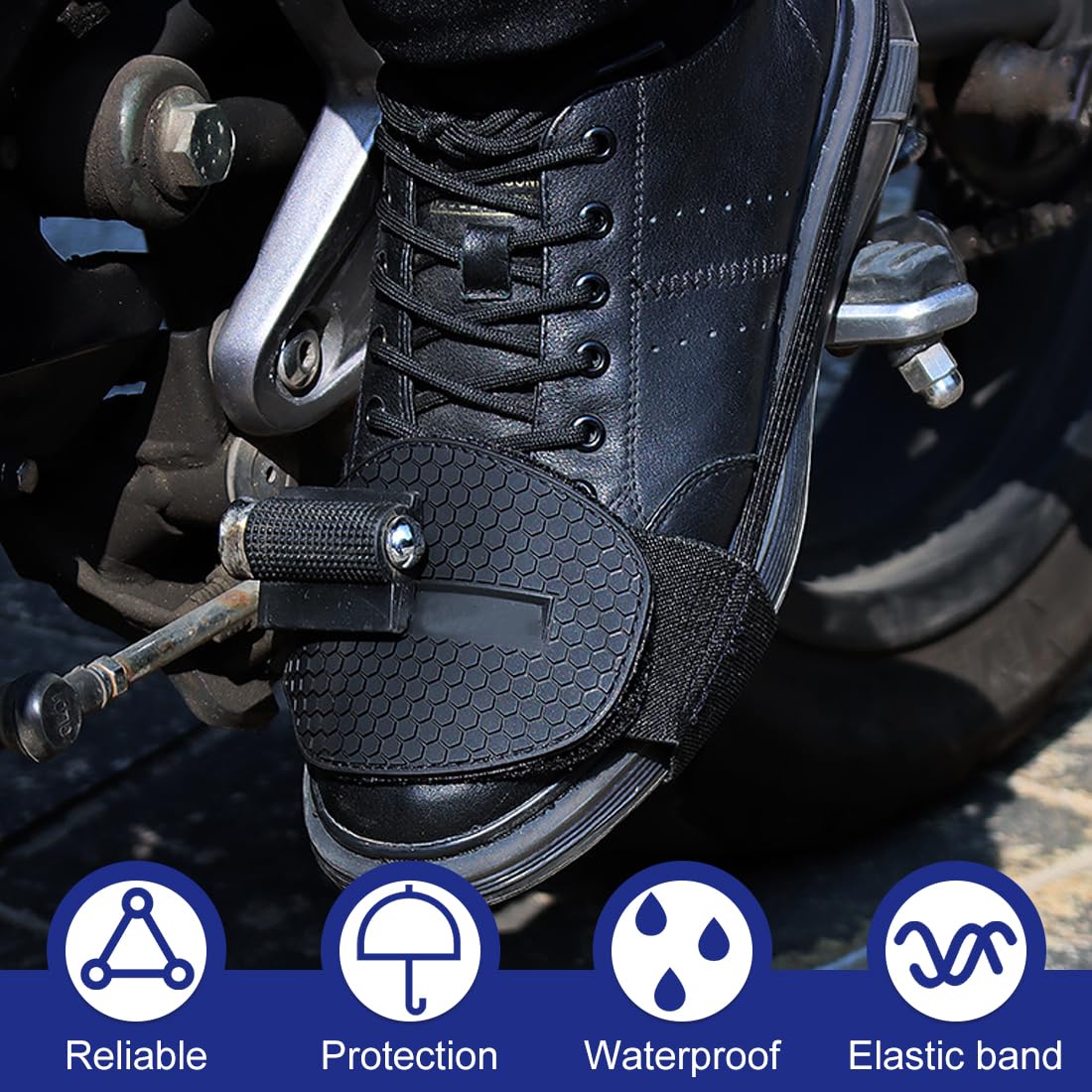 2 Pezzi Protezione Scarpe Moto Leva Cambio Copriscarpe, Protezione Scarpe Moto Universale, Resistente all'abrasione Gomma, Regolabile, Antiscivolo
