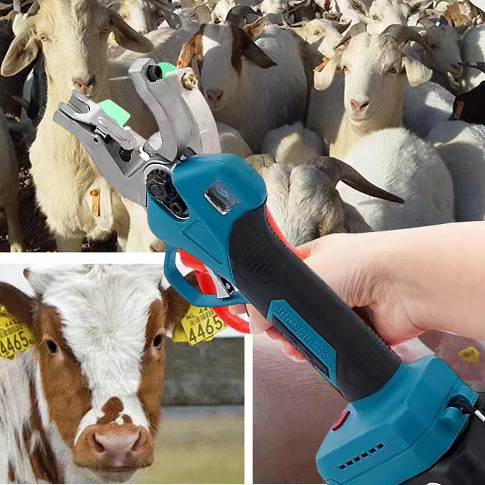 Aplicador eléctrico de Crotales para Ganado - Alicates de Rebote automático con baterías - Ideal para Cerdos, Vacas, ovejas y Conejos - Fácil conteo y etiquetado